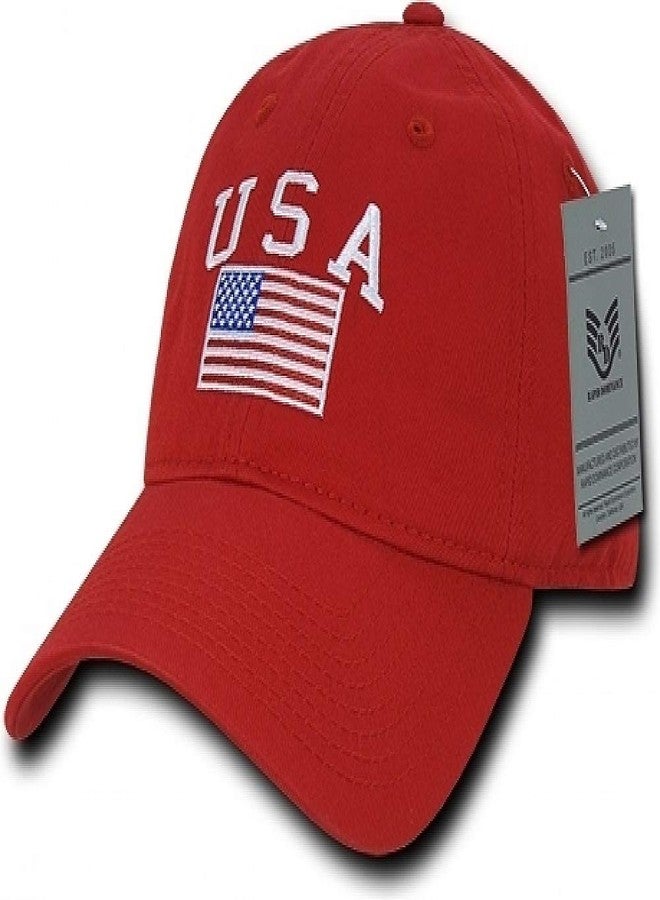 Rapid Dominance Relaxed Graphic Cap, USA Flag, Red - Image 1